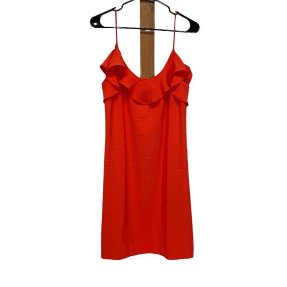 Felicity & Coco Isabella Sleeveless Ruffle V Neck Dress in Fire Coral Size M‎ - Picture 3 of 10